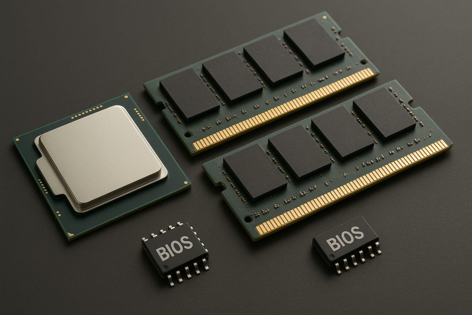 Imagen representativa de CPU, RAM y ROM
